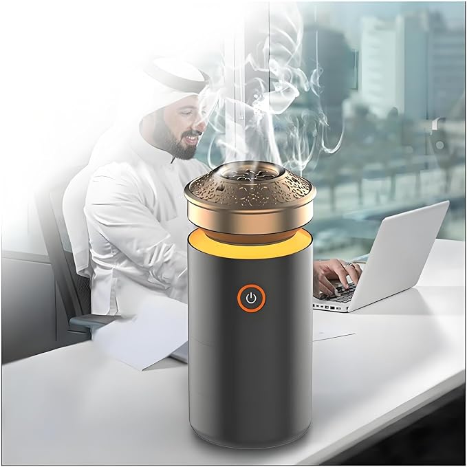 Luxury Electric Bakhoor Burner 2025 Portable USB Type-C Rechargeable Mini Incense Diffuser Arabic bakhoor Muslim Incense Holder for Car and Home,C Black