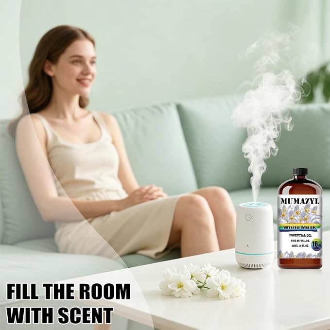 White Musk Essential Oil, White Musk Oil 16 Fl Oz 480ML for Diffuser Humidifier Yoga Cleaning DIY Candle Soap Making MUMAZYL Essential Oils