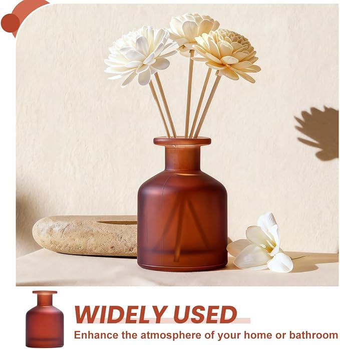 130ML/4.3OZ Amber Red Glass Diffuser Bottle Empty Refillable Aromatherapy Container Fragrance Accessories for Essential Oils & DIY Crafts