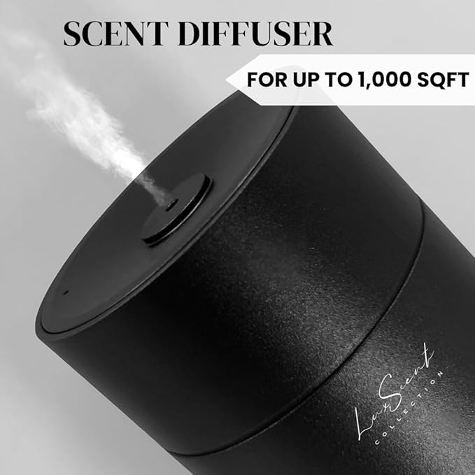 Wireless Aroma Diffuser Scent Oil - Home Luxury Portable Scent Diffuser - Remote Control Waterless Diffuser - 1000 sq. ft Coverage - Essential Oil 20ml Sample Pack Included - Aromatherapy (Black)