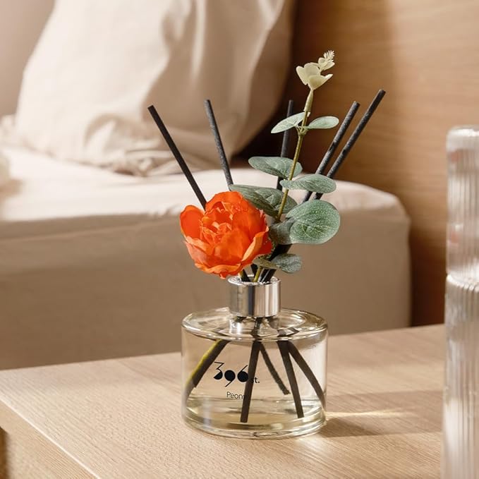 396 st. Peony Flower Reed Diffuser, Vanilla Lavender, 200ml(6.7oz) / Reed Diffuser Sets, Home Fragrance, Scented Oils, Home & Bathroom Décor