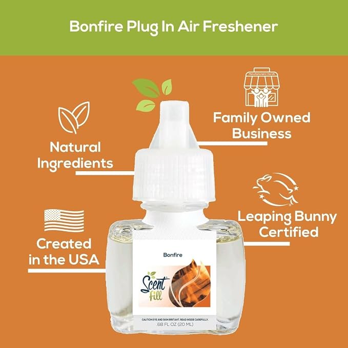 Scent Fill Bonfire Plug in Air Freshener Starter Kit, 2 Refills + Diffuser