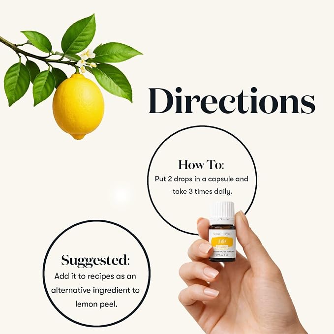 Young Living Lemon Vitality Essential Oil | 5 ml | Bright Citrus Flavor for Cooking, Baking & Beverages | Culinary Essential Oil for Tea, Desserts & Recipes | Seed to Seal Quality