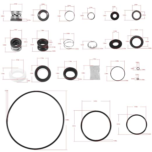 O-Ring Rebuild Repair Kit for Jandy Zodiac FHPF, FHPM, FloPro & VS FloPro Series Pool Pump, (Diffuser/Impeller/Backplate/Tail Piece Union/Trap Lid/Drain Plug) O-Rings/Water Slinger/PS-3890 Shaft Seal