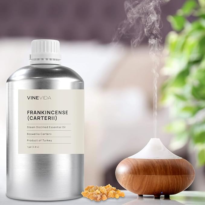 VINEVIDA Frankincense (Carterii) Essential Oil - Gallon Frankincense (Carterii) Oil Undiluted - Bulk Gallon Essential Oil for Soap Making Safe for Skin - 8 lbs