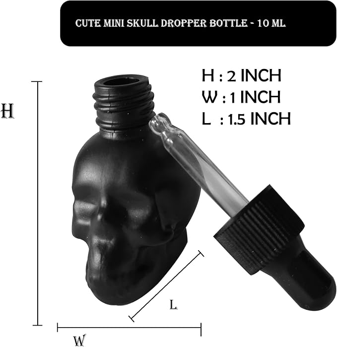 7 pcs Set 10ml Mini Skull Glass Dropper Bottle Leakproof Essential Oils Bottle for Storage and Travel (7pcs black skull bottle)