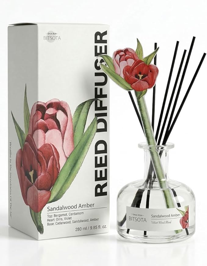 Reed Diffuser Set for Bathroom & Home, Long Lasting Essential Oil Aroma, Glass Bottle Home Fragrance with Sticks, Ideal Gift for Woman