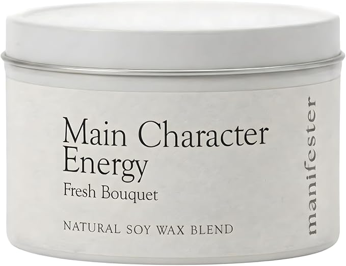 Natural Soy Wax Candle with Mantra – Clean Burn 100% Cotton Wick (No Lead or Zinc) – Phthalate-Free & Paraben-Free – Long-Lasting – Gift for Women – 6 oz (Main Character Energy Fresh Bouquet)