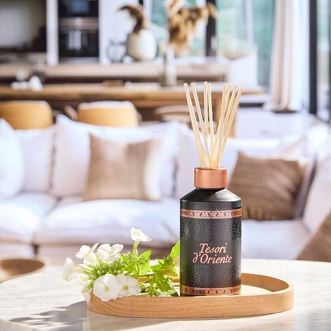 Tesori D’Oriente Reed Diffuser Set Hammam Scented with 8 Sticks, 200ml 6.76oz