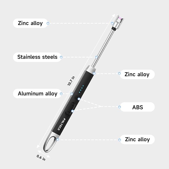 Electric Candle Lighter, USB-C Rechageable Arc Lighters for Camping, Long Lighter with 360° Flexible Neck & Safety Switch, Windproof lighters for BBQ, Gift for Mom, Wife (Black)