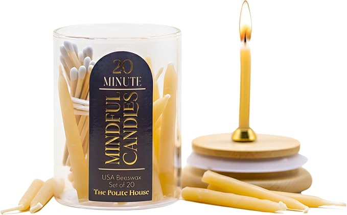 USA Beeswax 20-Minute Candles Set - Made in USA - Thoughtful Christian Gifts for Women Unique Gifts for Women for Prayer, Mindfulness, Meditation Accessories, Mini Taper Candle Set - The Polite House