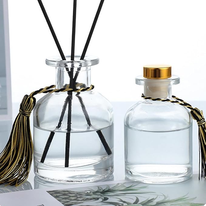 150ml/5oz Glass Diffuser Bottle, Empty Essential Oil Container, DIY Reed Diffuser Jar for Aromatherapy, Home Fragrance, Bathroom Decor (Clear)