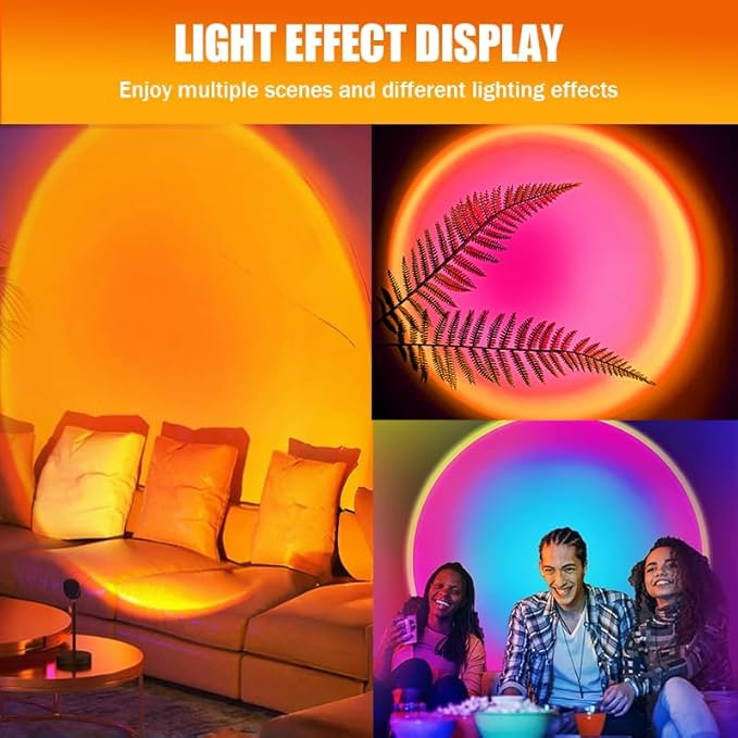 JIMEI Sunset Lamp Projector Led Lights for Bedroom Night Light RGB Lights Sun Sunlight Sunrise Lamp Mood Lighting Home/Room Decor Gifts for Women,Tabletop Multicolor