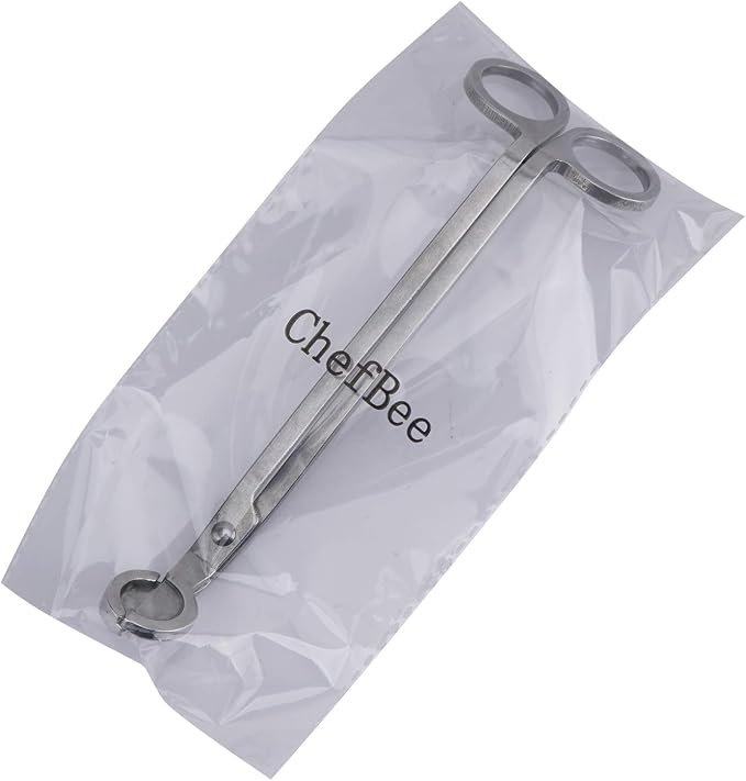 CHEFBEE Candle Wick Trimmer, Polished Stainless Steel Wick Clipper Cutter, Scissors, Reaches Deep Into Candles to Cut Spent Cord, Allow Cleaner Burn and Prevent Soot Buildup