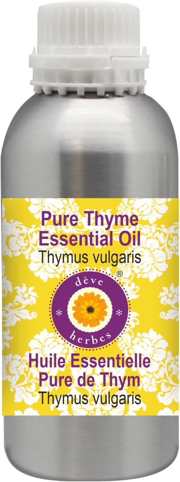 Deve Herbes Pure Thyme Essential Oil (Thymus vulgaris) Steam Distilled 300ml (10 oz)