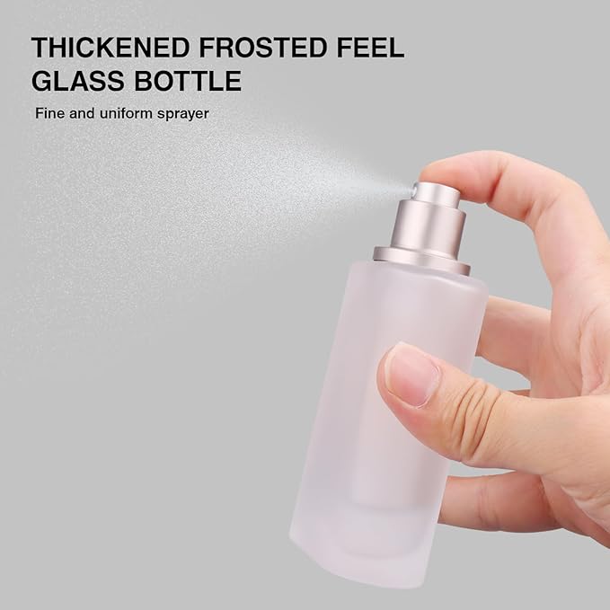 Frosted Glass Perfume Bottles Empty Refillable, 50ml /1.7oz Atomizer Sprayer, Cologne Bottles Empty with Perfume Dispenser