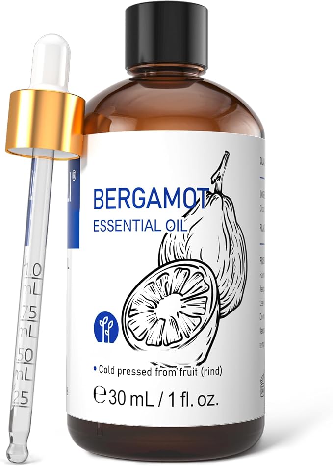 HIQILI Bergamot Essential Oil for Diffuser, Skin, Hair, DIY, 1.01 Fl Oz (30 mL)