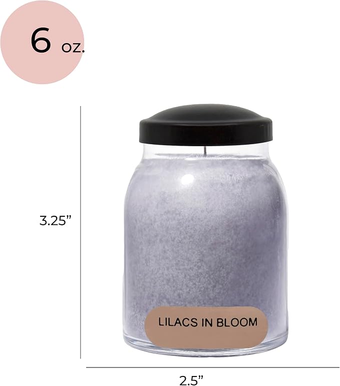 A Cheerful Giver - Lilacs In Bloom Baby Scented Glass Jar Candle (6oz) with Lid & True to Life Fragrance Made in USA
