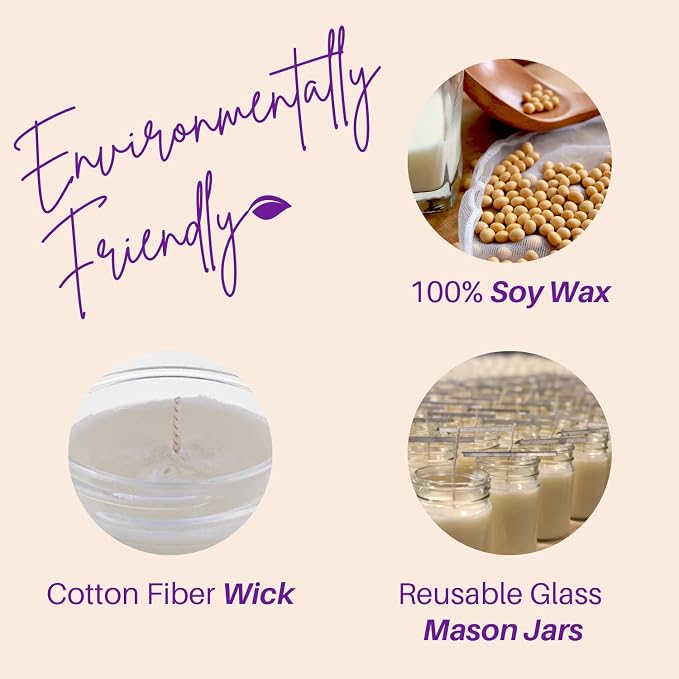 Nika's Home Vanilla Lavender Soy Candle - 12oz Mason Jar - Non-Toxic - Hand Poured in The USA, Long Burning 50-60 Hours Highly Scented All Natural, Clean Burning