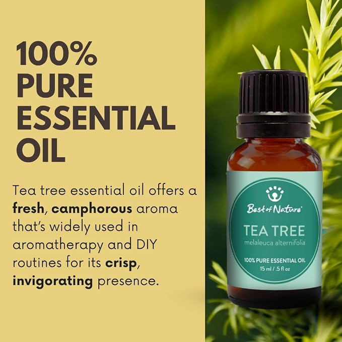 Tea Tree Essential Oil for Diffuser Aromatherapy – Best of Nature 100% Pure Undiluted Oils for DIY, Home Fragrance, and Topical Use