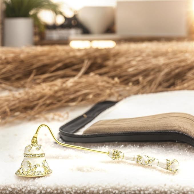 Candle Snuffer Vintage Women Gifts Unique Candle Extinguisher Snuffer with Long Handle Decorative Candle Extinguisher Metal Candle Stopper Candle Accessories Gift (White)
