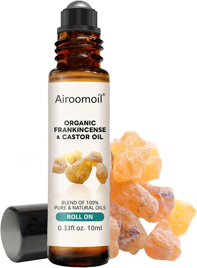Frankincense & Castor Roll-On Oil 0.33Oz – Natural Plant Blend for Under Eye, Wrist, Temples – Travel Size for Aromatherapy, Meditation, Yoga – Lightweight Skin Nourishment – Lady Gift