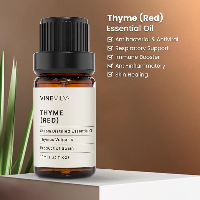 VINEVIDA Red Thyme Essential Oil 10 mL - Undiluted Candle Scent DIY Scents for Candlemaking Soap Making Safe Skin, 1.33 Ounces