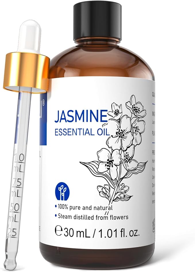 HIQILI 1 Fl Oz Jasmine Essential Oil, for Diffuser, Hair, Skin, Perfume Making - 30ml