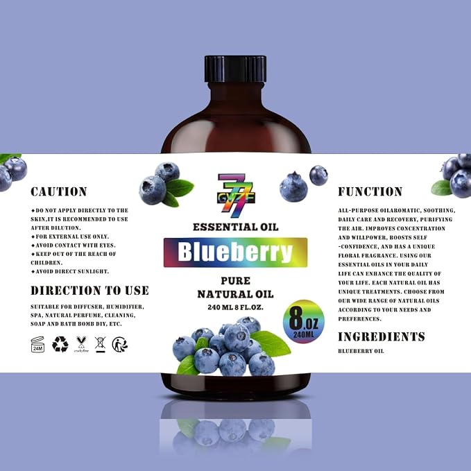 Blueberry Essential Oil – Blueberry Oil for Diffuser, Humidifier, DIY Candles, Soap, Home, Gift – 8 fl oz (240 ml) – GV77ZF
