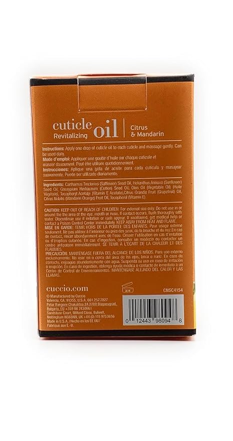 Cuccio Naturale Citrus & Mandarin Revitalizing Cuticle Oil, Lightweight Fast-Absorbing Hydrating Nail & Cuticle Conditioner, Cold-Pressed Oils + Vitamin E, 2.30 Fl Oz