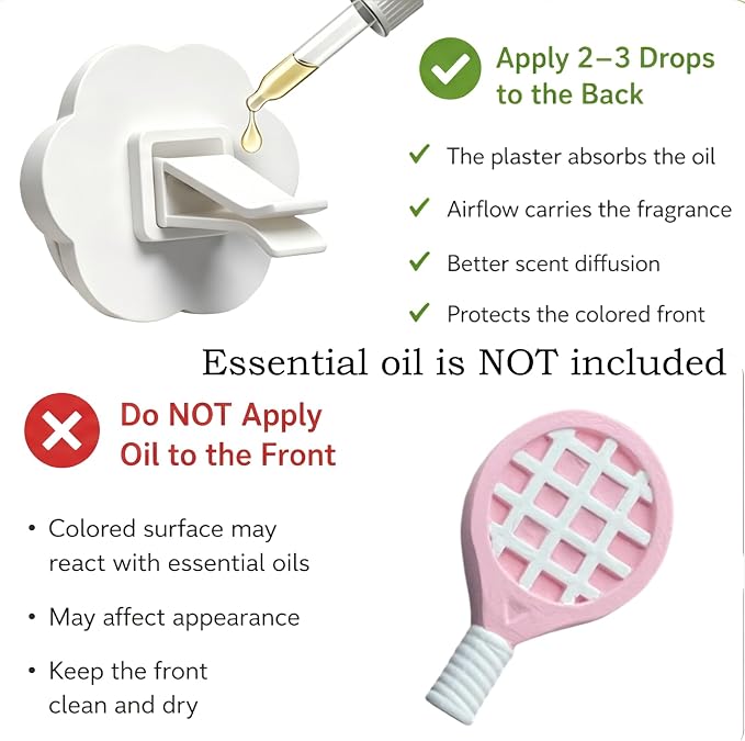 Golf Car Air Freshener Vent Clip Set (3 Pack), Plaster Diffuser, Cute Car Accessories (Essential Oil Not Included)