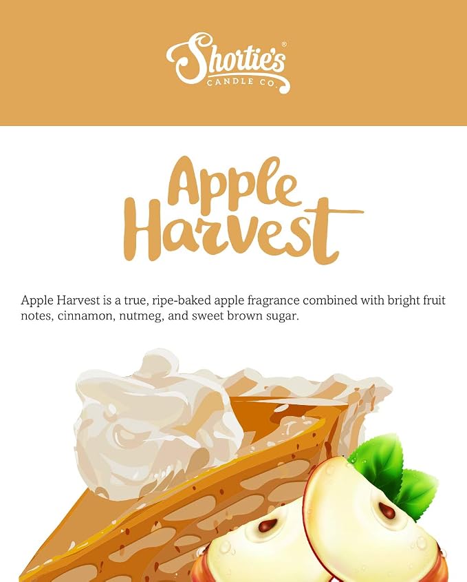 Shortie's Candle Company Apple Harvest Premium Wax Melts - 3 Oz., Strong & Long Lasting, Non-Toxic - Made with Essential & Natural Oils - Formula 117