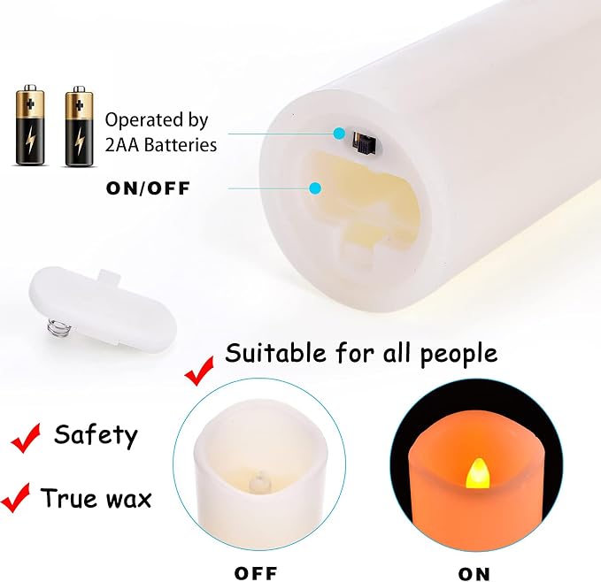 OSHINE Flameless Battery Operated Candle, LED - Set of 9 Flickering Pillar with 10-Key Remote & 24 Hours Timer, Ivory Real Wax Candles for Home Decor