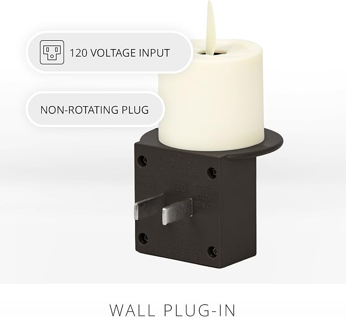 Luminara Flameless Candle Nightlight w/Dusk to Dawn Light Dark Auto Sensor, Black Wall Plug Indoor Night LED Light w/Real-Flame Effect Technology, Bathroom Bedroom Hallway, No Remote Needed