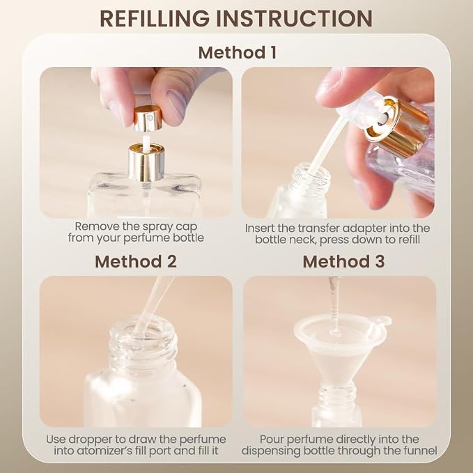 Perfume Atomizer, Glass Perfume Container,Travel Bottle Refillable, Empty Portable Leakproof Frangrance Spray Bottle (Walnut 10pcs 15ml/0.5oz)