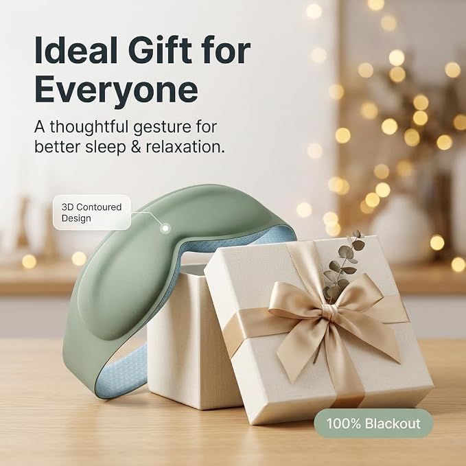 3D Contoured Weighted Sleep Mask: Full Coverage Eye Mask for Night Shift Workers, Blackout Eye Cover Design - Soft Memory Foam, Daytime Nap Gadget After Late Hours, Bedroom and Night Use