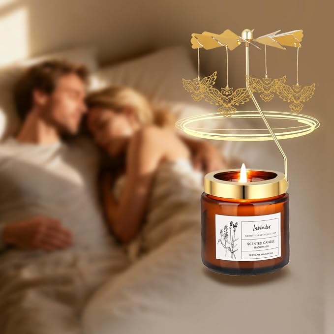 Owl Candle Gifts for Women, Rotatable Lavender Scented Candle Gifts for Mom Wife Anniversary Valentine's Day Christmas, Unique Birthday Gift for Sister Girlfriend with Gift Box