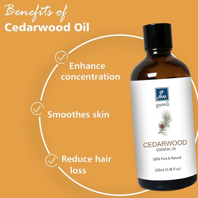 GM Gumili Cedarwood Essential Oil for Diffuser Skin Hair Holiday Home Care