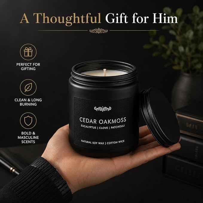 6 Pack Candles for Home Scented Aromatherapy Candles Gifts Set for Men, Men Candle Set, 42 oz 300 Hour Long Lasting Candles, Gifts for Mens Birthday Fathers Day Anniversary Present