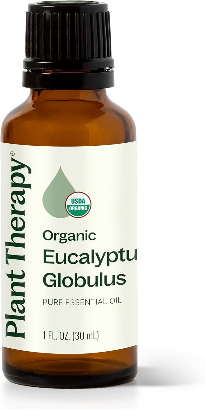 Plant Therapy Organic Eucalyptus Globulus Essential Oils 30 mL (1 oz), 100% Pure, USDA Certified Organic, Undiluted, Natural Aromatherapy for Respiratory Support & Focus