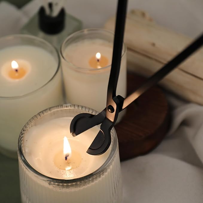 Candle Wick Trimmer, Stainless Steel Wick Clipper Cutter Scissor, Antique Candle Accessory Gift for Candles Lovers (Black)