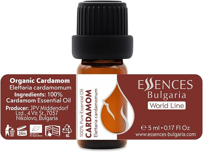 Essences Bulgaria Cardamom Essential Oil 5ml (0.17 Fl Oz) | Elettaria cardamomum | 100% Pure, Natural, Undiluted | Aromatherapy, Cosmetics | Vegan, Non-GMO, Cruelty-Free