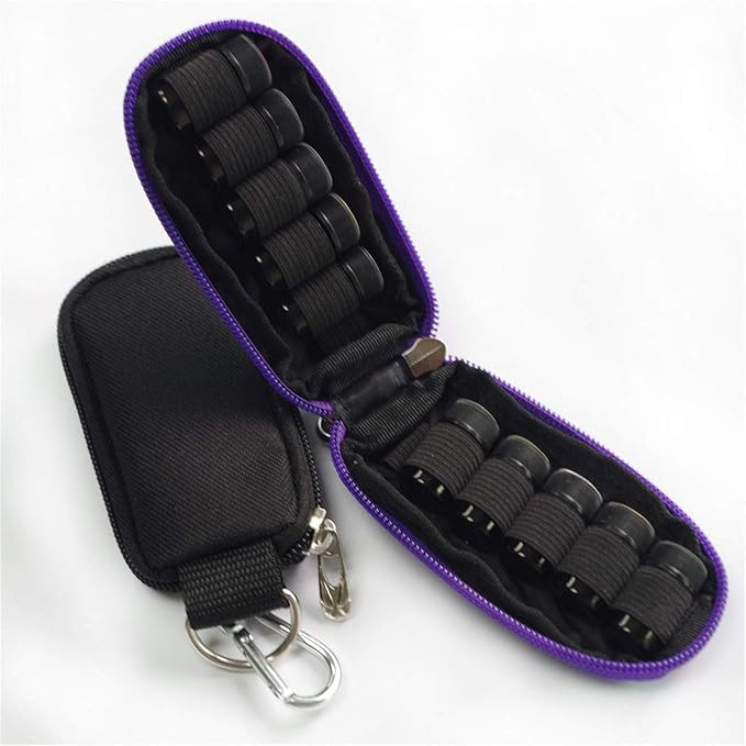 Purple (without bottle) Portable Small Essential Oils Keychain Pouch Kit for 5/10/15ml Carrying Travel Bag for Oil Bottles Travel Cases
