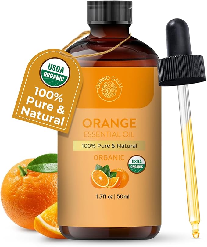 Organic Sweet Orange Essential Oil 50 Ml | USDA Certified Organic | Sweet Orange Oil for Diffuser, Skin, Hair, Soap & Candle Making | 1.7 fl. oz