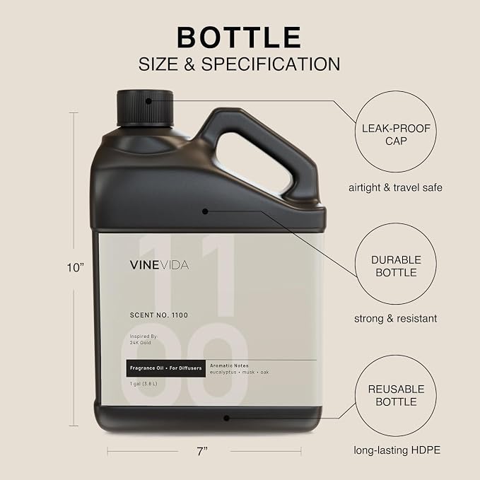 VINEVIDA [128 Fl Oz] Scent NO. 1100 Fragrance Oil for Cold Air Diffusers, Aromatic Notes of Eucalyptus & Lavender Essential Oils for Diffuser Oil Refill & Air Freshener Room Spray