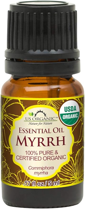 US Organic 100% Genuine Myrrh Essential Oil - Sourced from The Horn of Africa, USDA Certified Organic, Extracted by Hydro-Distillation (Myrrh, 5 ml)