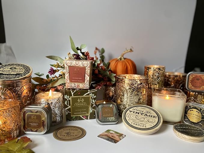 Lotion Candle - French Fig & Amber Scented Massage Candles for Self Care, 10 Oz. Soy Wax Candle with Essential Oil Blends, Coconut Oil, and Vitamin E, 55 Hour Burn Time