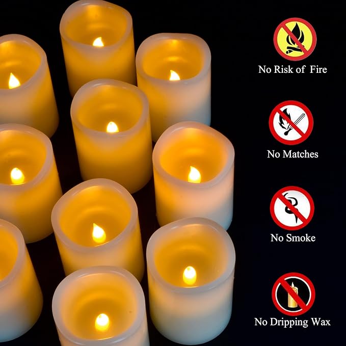 Vinkor Flameless Candles Battery Operated Candles Real Wax Pillar LED Candles with 10-Key Remote and Cycling 24 Hours Timer (Ivory Set of 12 （D: 3" x H: 4"）)