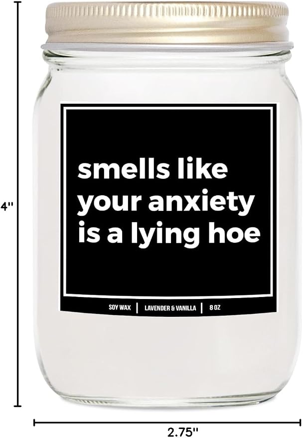 You Nique Designs Anxiety Gifts, Mental Health Relax Candle 8oz, Calming Candles for Anxiety - Relaxing, Thoughtful Present, Uplifting Gifts for Someone with Anxiety (Lavender & Vanilla)