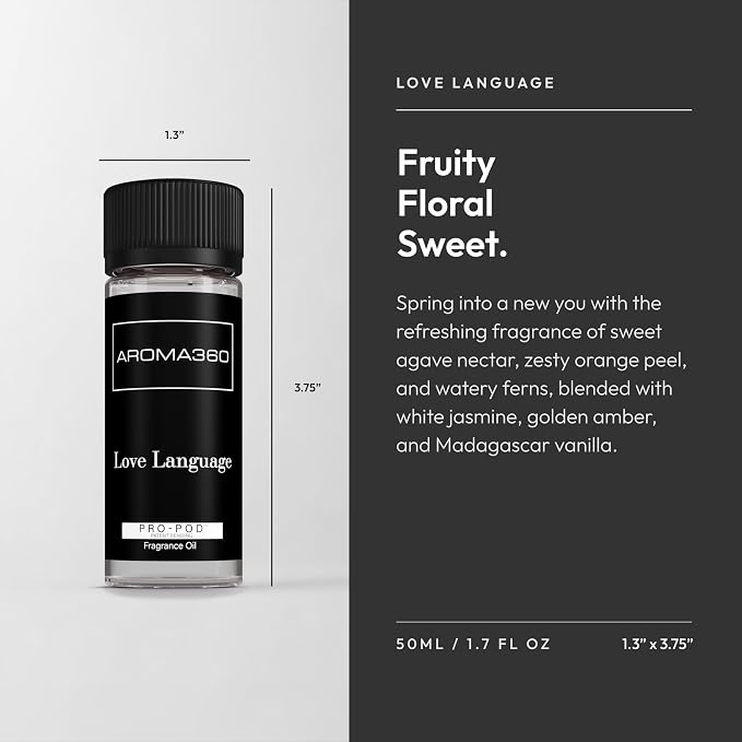 Aroma360 Pro Pod - Fragrance Oil - Scent Includes Agave Nectar, Watercress & Sandalwood - Love Language, 50mL/1.7 fl oz